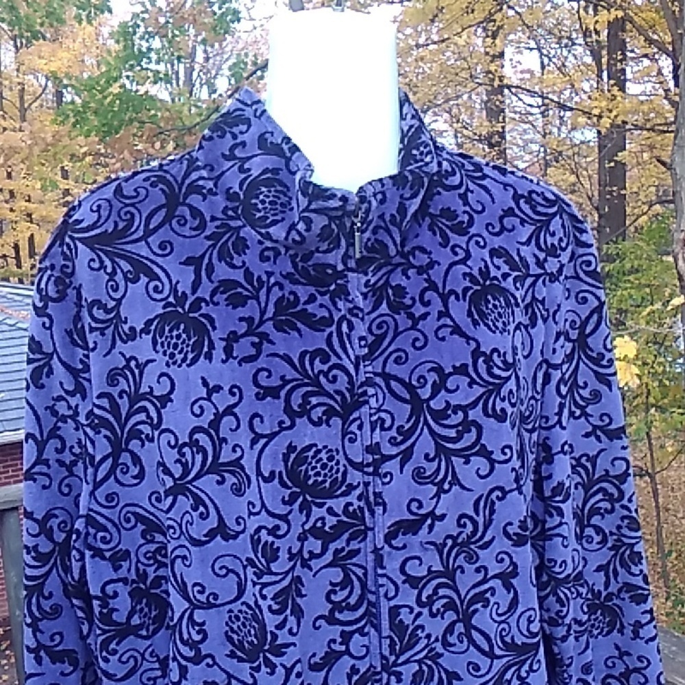 Northern Reflections Velour Purple with Black full Zip Track Jacket Women L Y2K - Picture 3 of 16